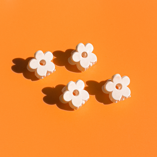 Retro Flower Mini Clips - Glossy White