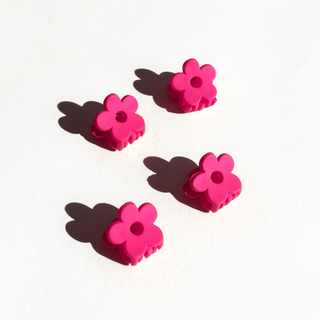 Retro Flower Mini Clips - Matte Pink