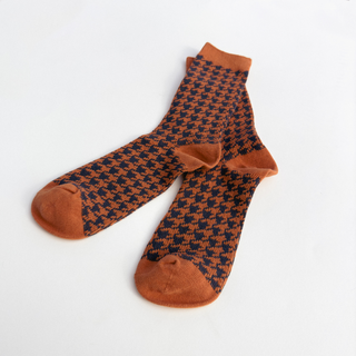 Pumpkin Houndstooth Socks