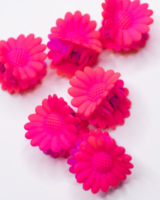 Mini Clips - Neon Pink Flowers