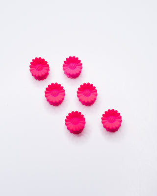 Mini Clips - Neon Pink Flowers