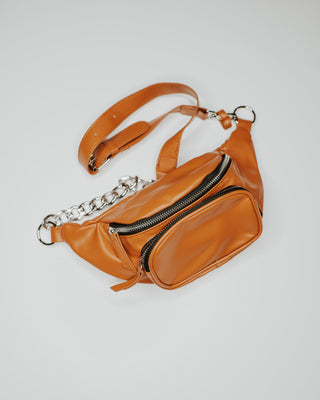 Faux Leather Chain Fanny Pack Ginger