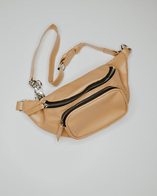 Faux Leather Chain Fanny Pack Oat