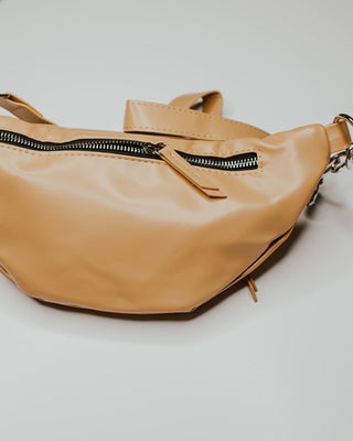 Faux Leather Chain Fanny Pack Oat