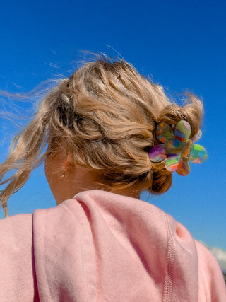Rainbow Sherbet Flower Hair Claw